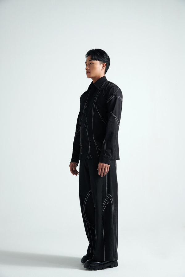 Black Linear-Stitch Shirt