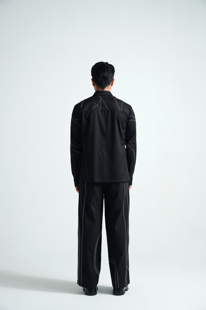 Black Linear-Stitch Shirt