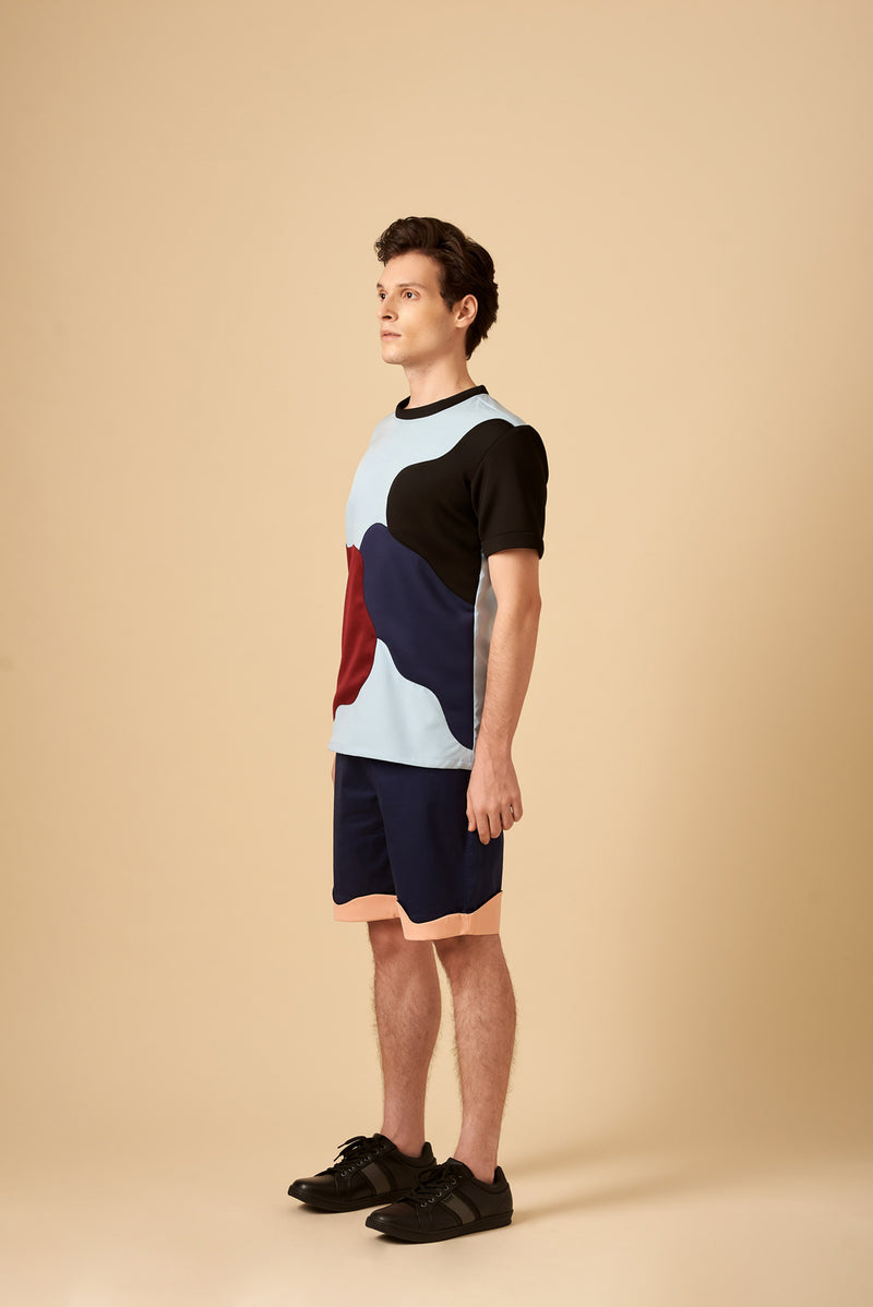 VARIEGATED COLOUR BLOCK PLAY 
MENS SHORTS - siddhantagrawal