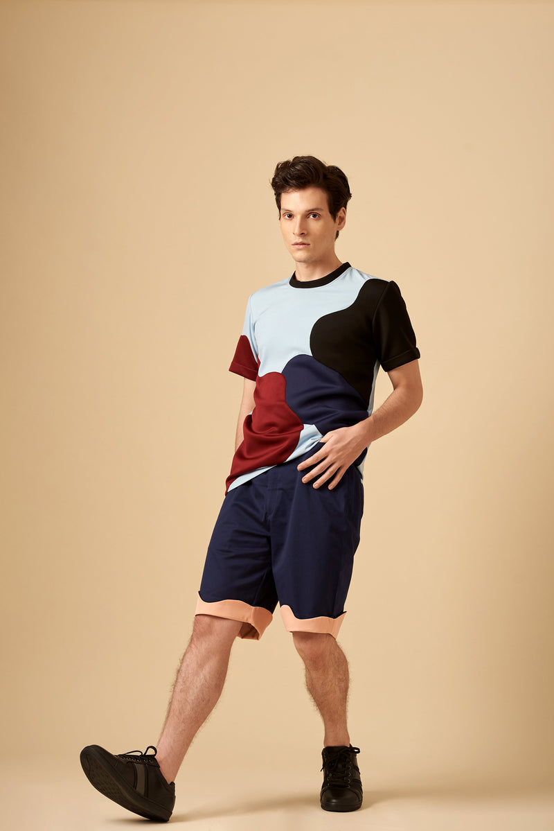 VARIEGATED COLOUR BLOCK PLAY 
MENS SHORTS - siddhantagrawal